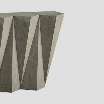 Konzolový stolek Origamo z recyklovaného smrku se vzorem - Donate