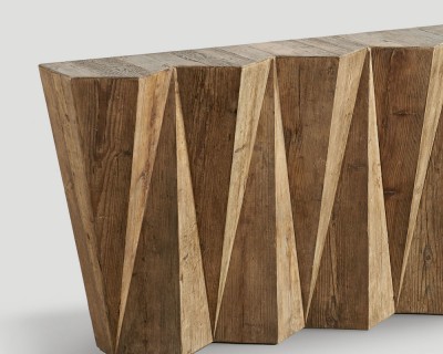 Konzolový stolek Origamo z recyklovaného smrku se vzorem - Donate