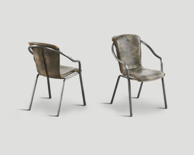 Jíldení židle Logorio, kovová konstrukce v kombinaci s pravou kůží - Donate